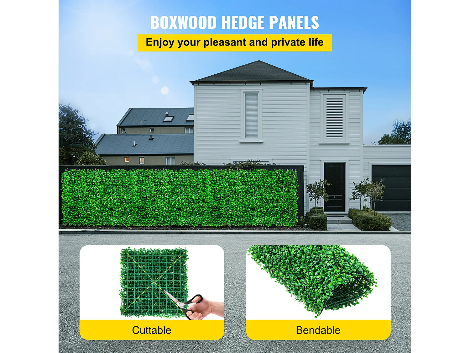 Panneaux de Buis Artificiels SucceBuy 25.4x25.4 cm 48 Pièces, Haie Résistante aux UV pour Décoration de Clôture