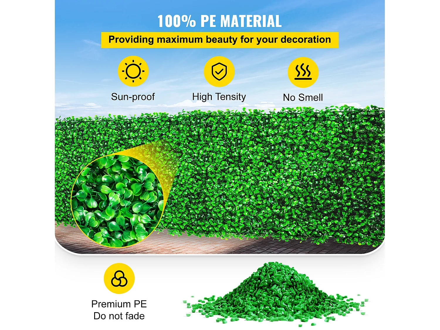 Panneaux de Buis Artificiels SucceBuy 25.4x25.4 cm 48 Pièces, Haie Résistante aux UV pour Décoration de Clôture