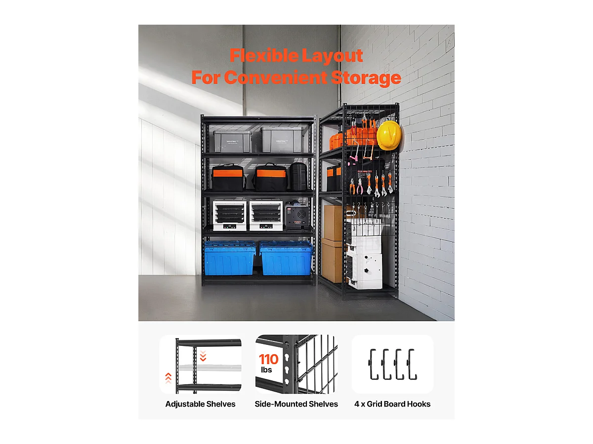 Étagères de Rangement SucceBuy, Étagère de Garage 5 Niveaux Réglable, Robuste 1361kg