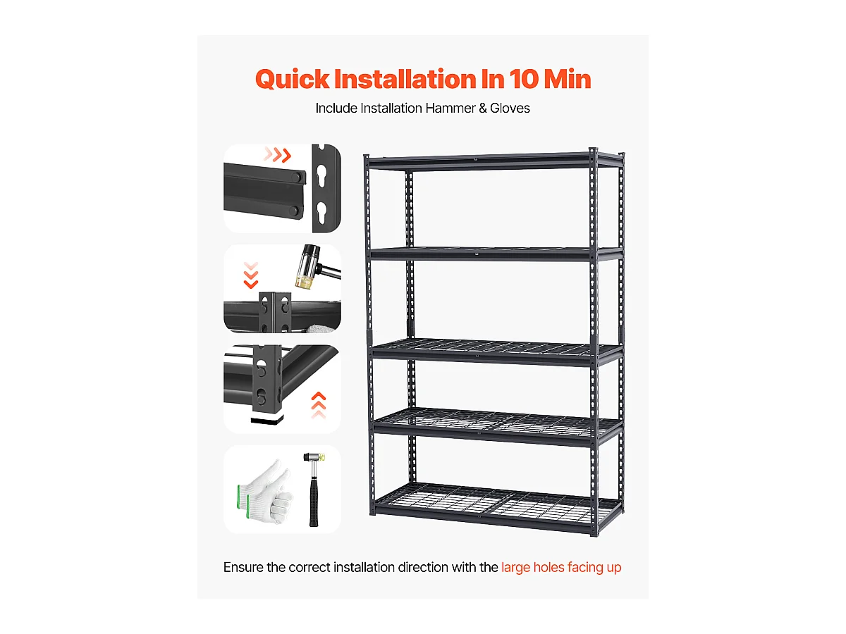 Étagères de Rangement SucceBuy, Étagère de Garage 5 Niveaux Réglable, Robuste 1361kg