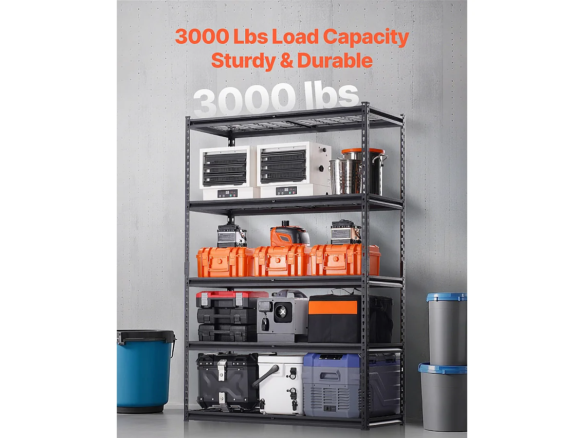 Półki Magazynowe SucceBuy, 5-Poziomowa Regulowana Półka Garażowa, Wytrzymała  1361 kg