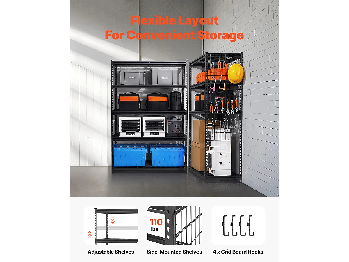 Półki Magazynowe SucceBuy, 5-Poziomowa Regulowana Półka Garażowa, Wytrzymała  1361 kg