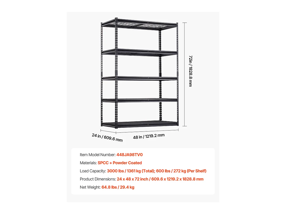 Estantes de Almacenamiento SucceBuy, Estante de Garaje 5 Niveles Ajustable, Robusto 1361kg