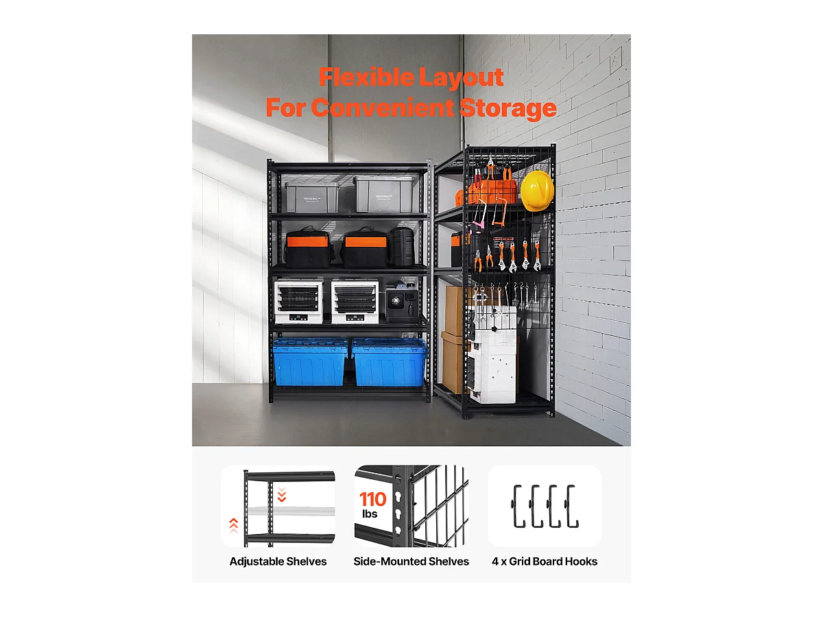 Estantes de Almacenamiento SucceBuy, Estante de Garaje 5 Niveles Ajustable, Robusto 1361kg