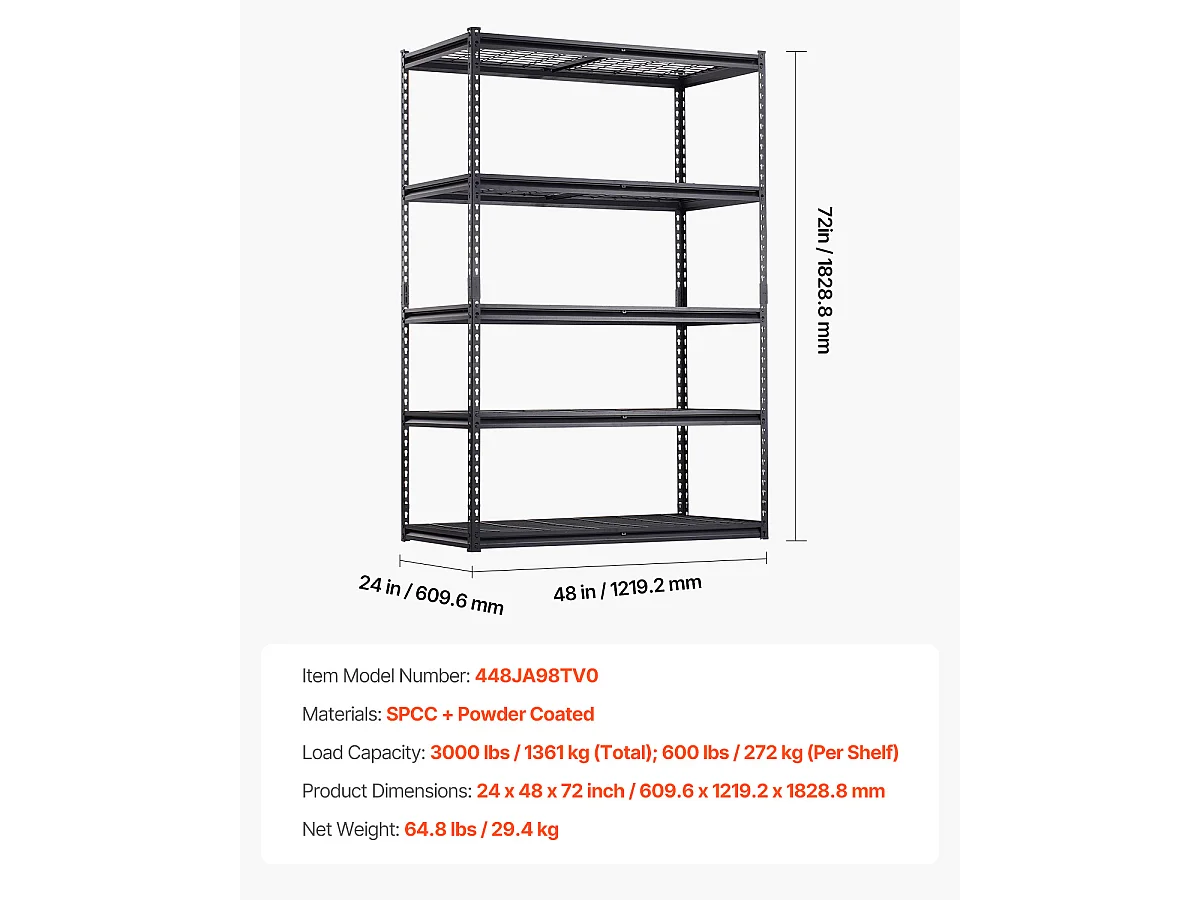 Estantes de Almacenamiento SucceBuy, Estante de Garaje 5 Niveles Ajustable, Robusto 1361kg