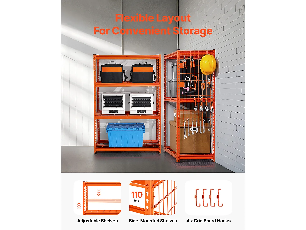 Scaffali di stoccaggio SucceBuy, Scaffale per Garage Regolabile su 4 Livelli, Robusto 1089kg