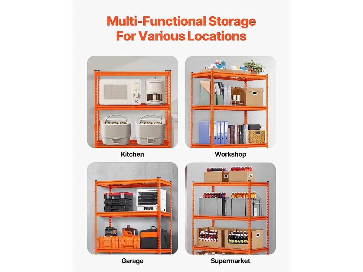 Scaffali di stoccaggio SucceBuy, Scaffale per Garage Regolabile su 4 Livelli, Robusto 1089kg