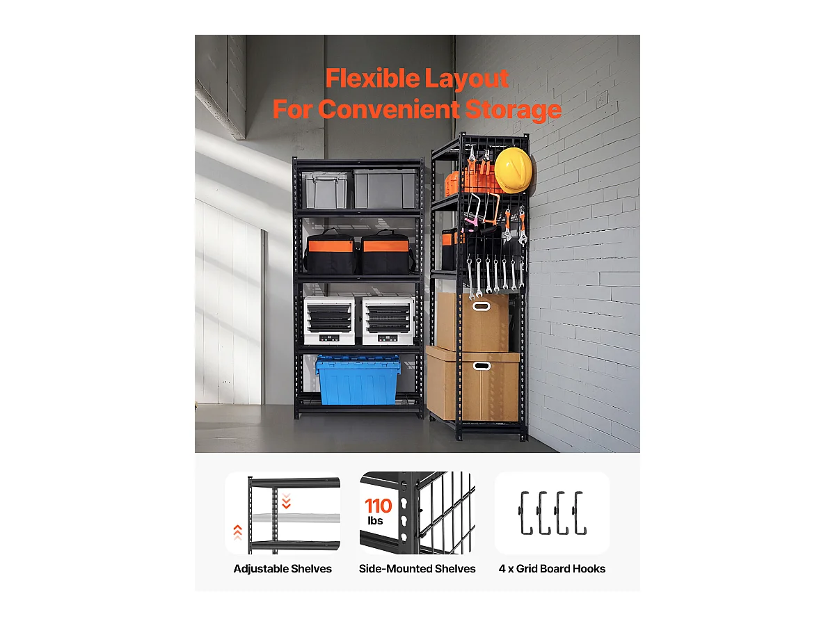 Étagères de Rangement SucceBuy, Étagère de Garage 5 Niveaux Réglable, Robuste 907kg
