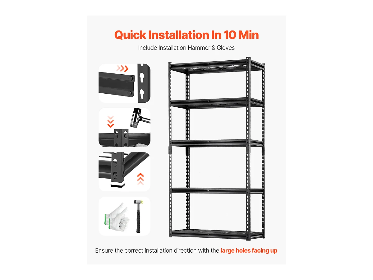 Étagères de Rangement SucceBuy, Étagère de Garage 5 Niveaux Réglable, Robuste 907kg