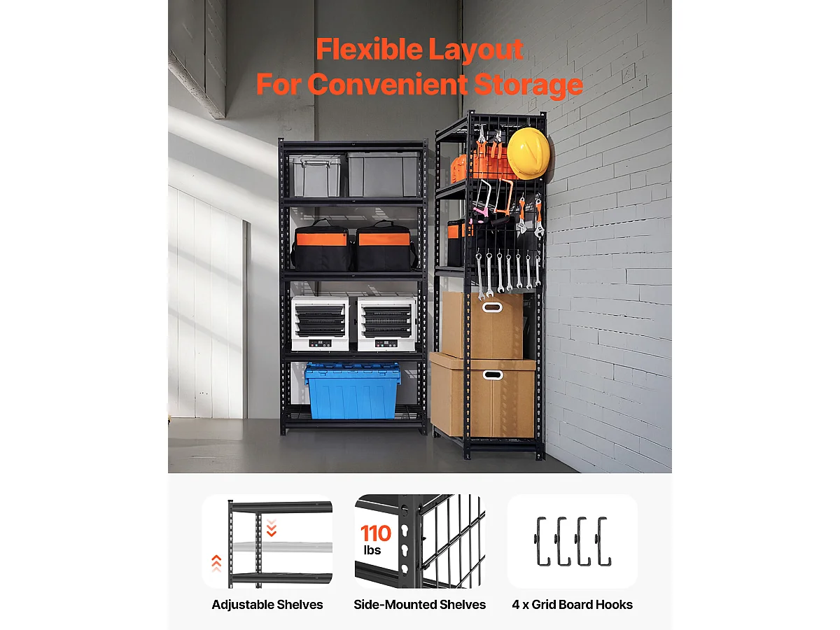 Étagères de Rangement SucceBuy, Étagère de Garage 5 Niveaux Réglable, Robuste 907kg