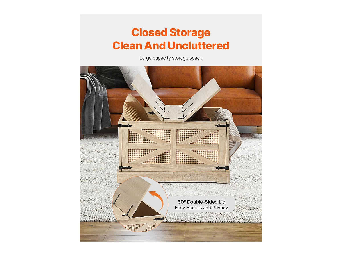 Stolik Kawowy z Rattanu SucceBuy 81.28 CM 2-poziomowy, Nowoczesny Bohemiczny Styl z Retro Metalowymi Zawiasami, do Salonu, Sypialni i Małych Przestrzeni