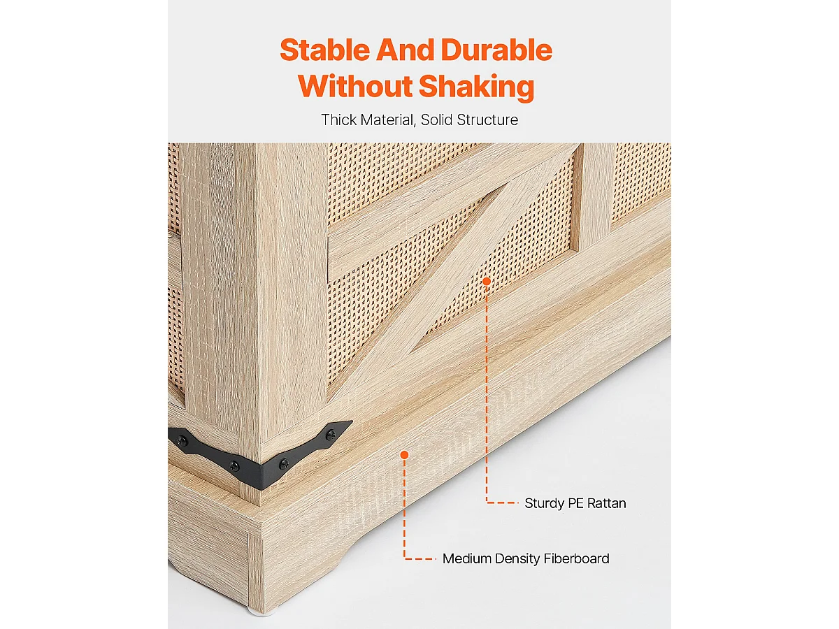Table Basse en Rotin SucceBuy 81.28 CM à 2 Niveaux, Style Bohème Moderne avec Charnières en Métal Rétro, pour Salon, Chambre et Petits Espaces
