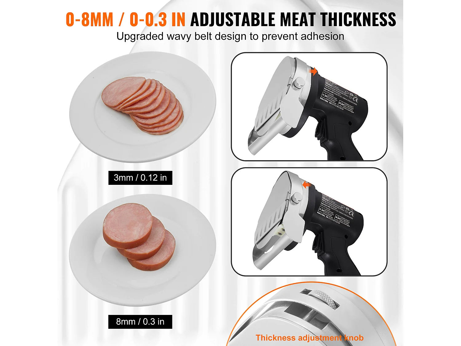 Couteau Shawarma Électrique SucceBuy, Coupe-Kebab Turc Doner, 80 W sans Fil, Turc Professionnel, Coupe Gyroscopique en Acier Inoxydable, 2 Lames