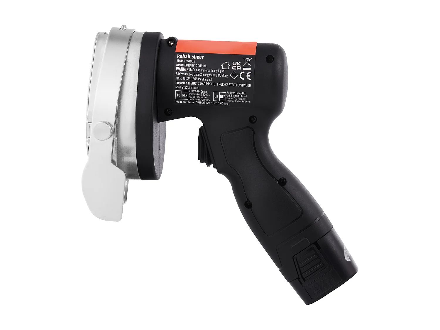 Couteau Shawarma Électrique SucceBuy, Coupe-Kebab Turc Doner, 80 W sans Fil, Turc Professionnel, Coupe Gyroscopique en Acier Inoxydable, 2 Lames