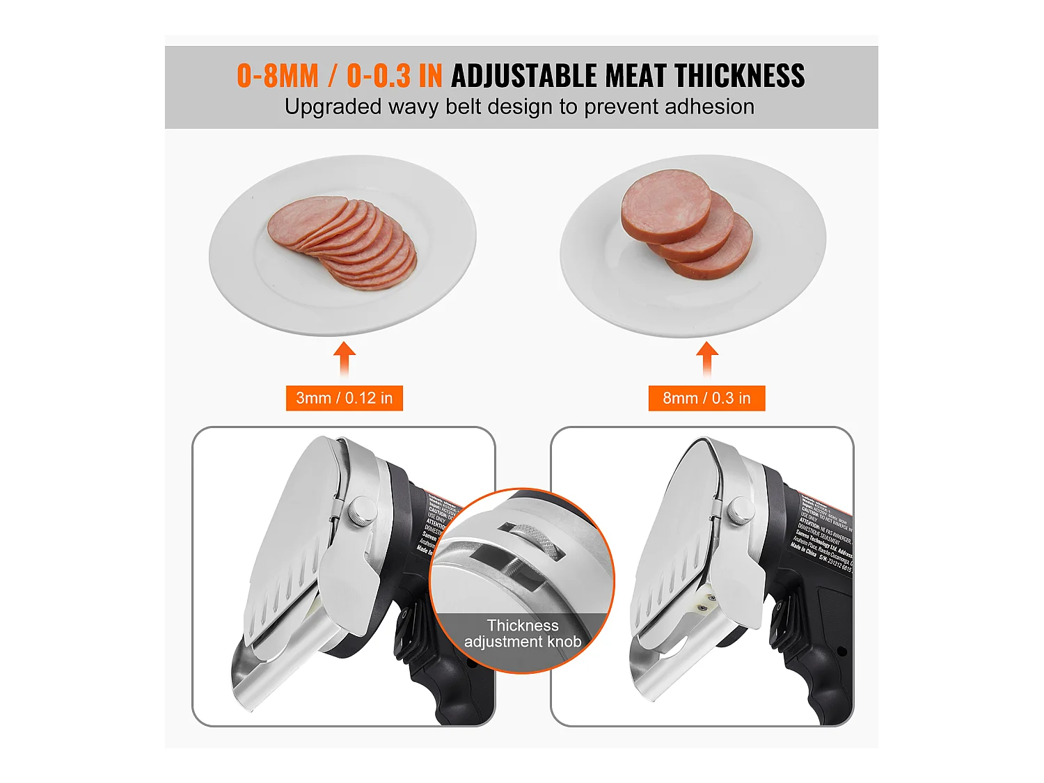 Cuchillo Shawarma Eléctrico SucceBuy, Cortadora Giratoria de Acero Inoxidable, 2 Cuchillas, Grosor Ajustable de 0 a 8 mm, para Rebanar Doner Kebab Comercial