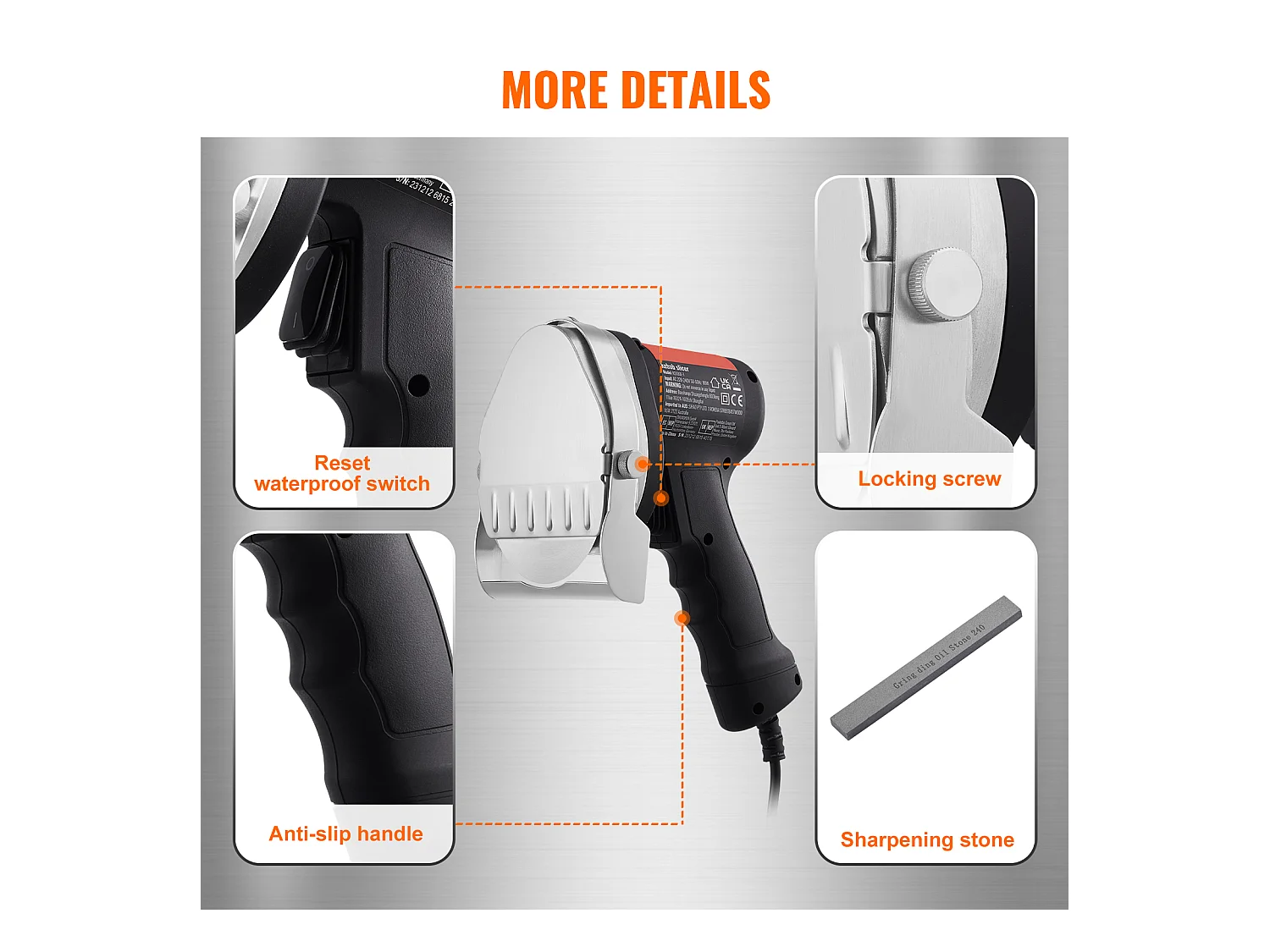 Cuchillo Shawarma Eléctrico SucceBuy, Cortadora Giratoria de Acero Inoxidable, 2 Cuchillas, Grosor Ajustable de 0 a 8 mm, para Rebanar Doner Kebab Comercial