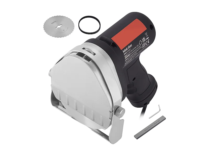 Couteau Shawarma Électrique SucceBuy, Coupe Gyroscopique en Acier Inoxydable, 2 Lames, Épaisseur Réglable de 0 à 8 mm, pour Trancher le Doner Kebab Commercial