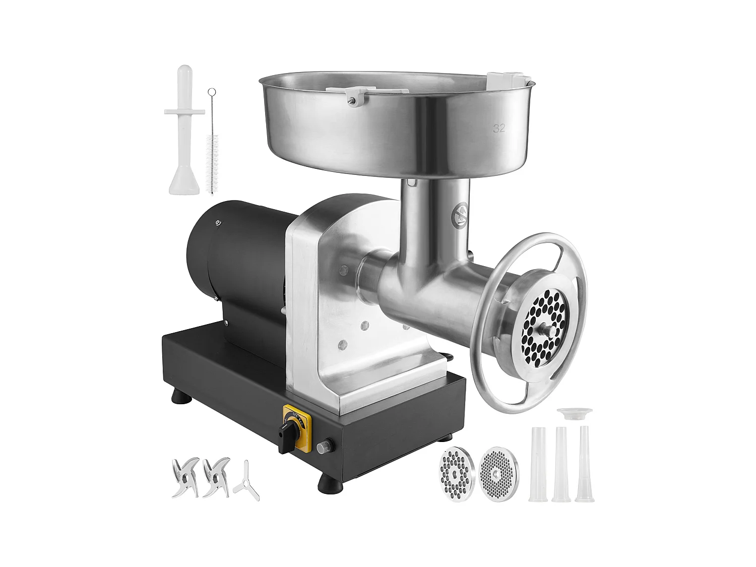 Hachoir à Viande SucceBuy Électrique Robuste, Capacité 1100 W et Poussoir à Saucisses, 450KG/h