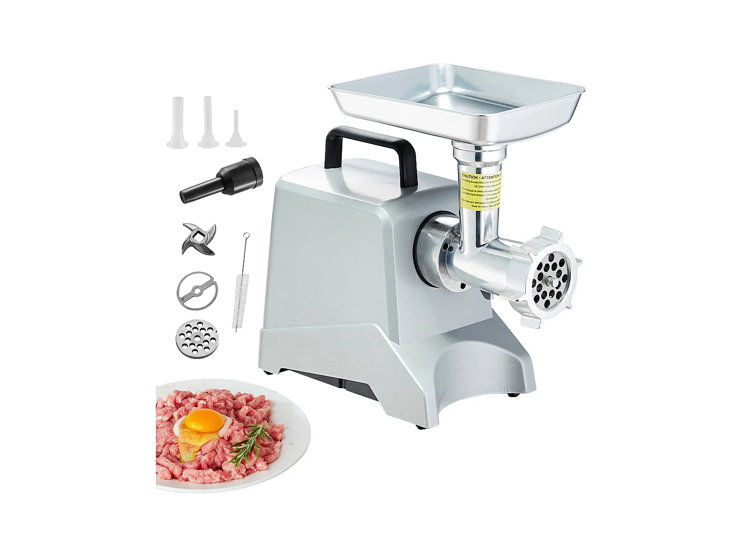 Hachoir à Viande Électrique Commercial SucceBuy d'une Capacité de 2.3KG/min et de 575 W avec Fonction de Farce de Saucisses