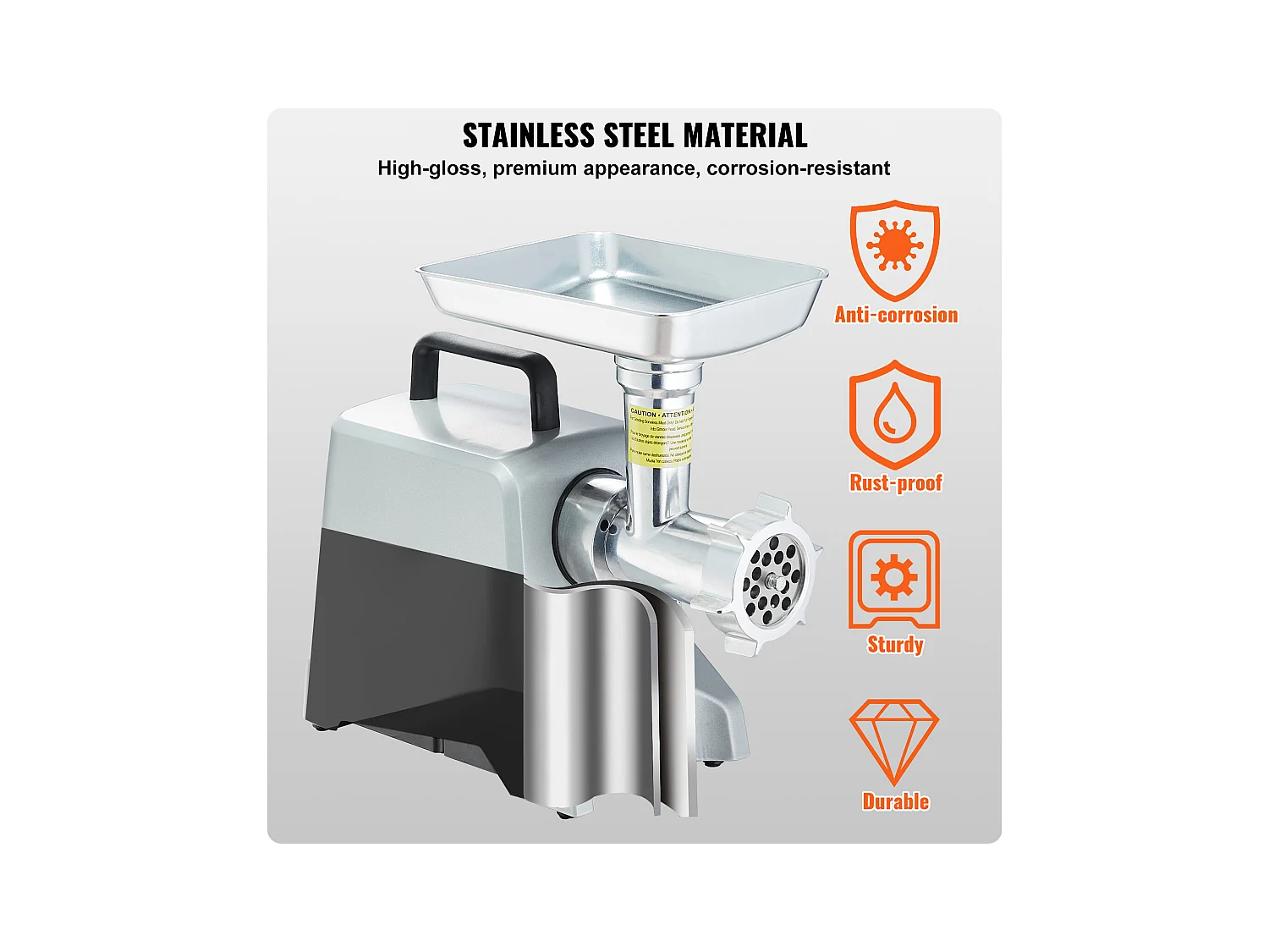 Hachoir à Viande Électrique Commercial SucceBuy d'une Capacité de 2.3KG/min et de 575 W avec Fonction de Farce de Saucisses