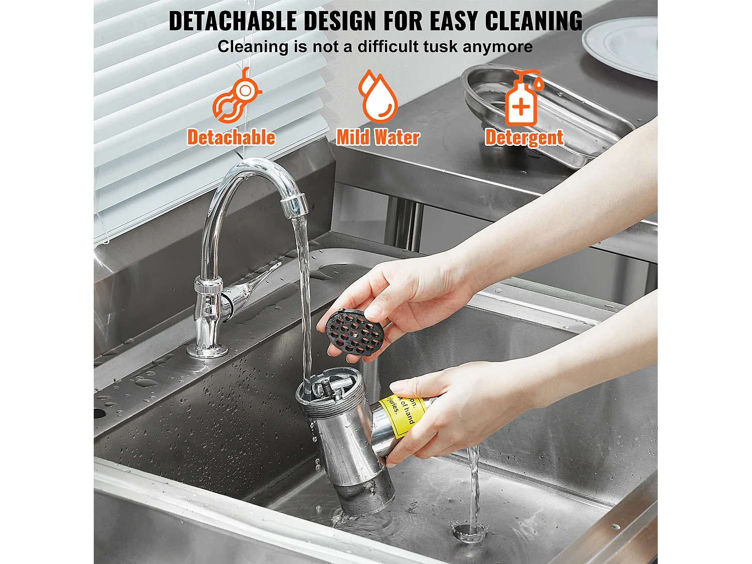 Hachoir à Viande Électrique Commercial SucceBuy d'une Capacité de 2.3KG/min et de 575 W avec Fonction de Farce de Saucisses