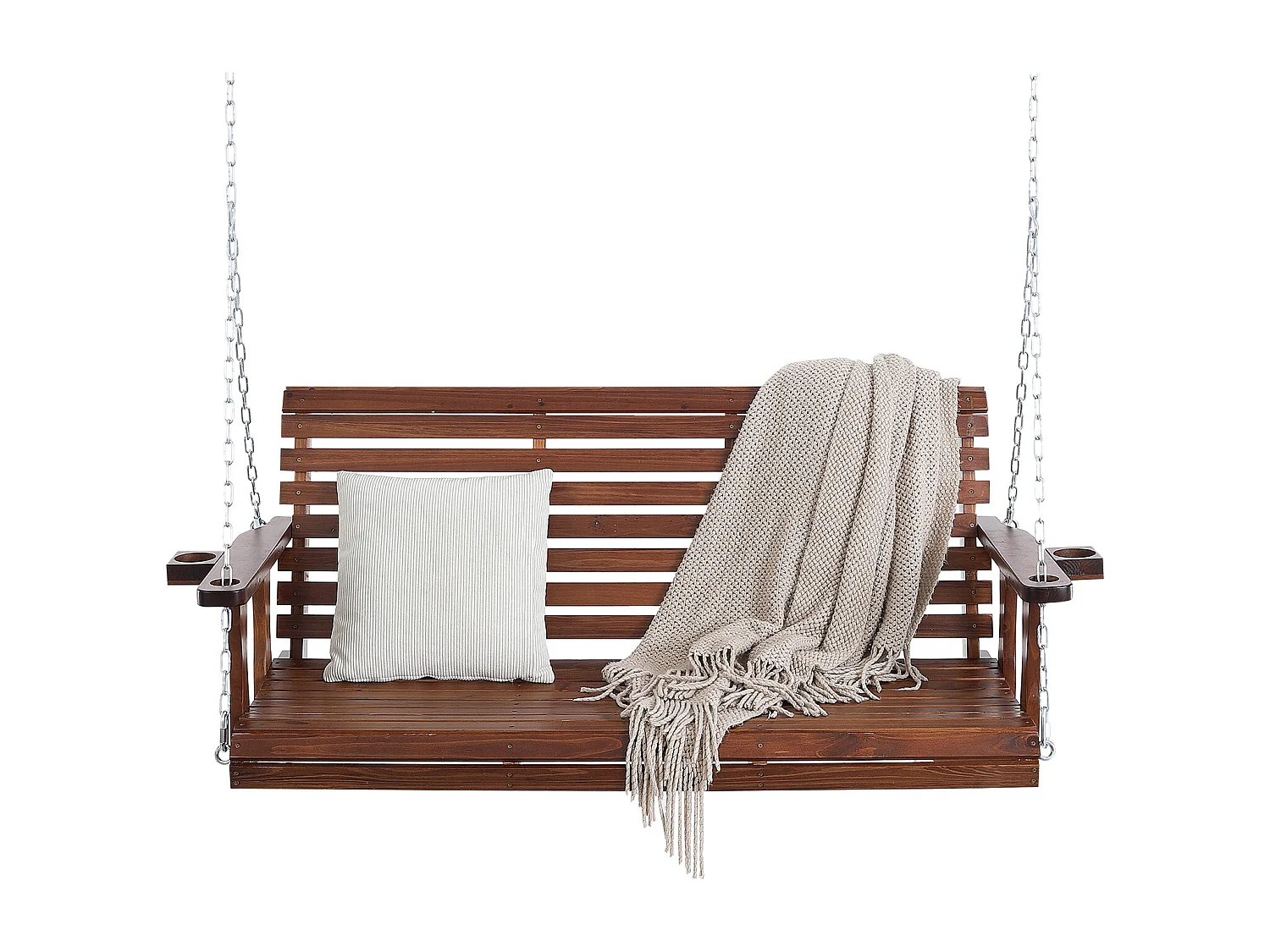 Houten Hangende Verandaschommel voor Tuinpatio SucceBuy 165.1 cm, bruin