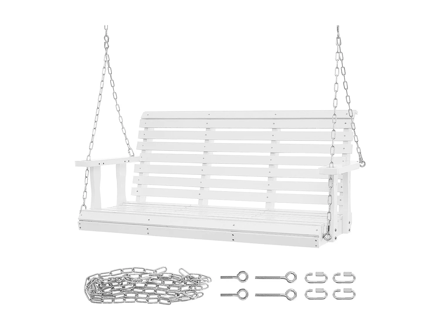 Houten Hangende Verandaschommel voor Tuinpatio SucceBuy 137,2 Cm, Wit