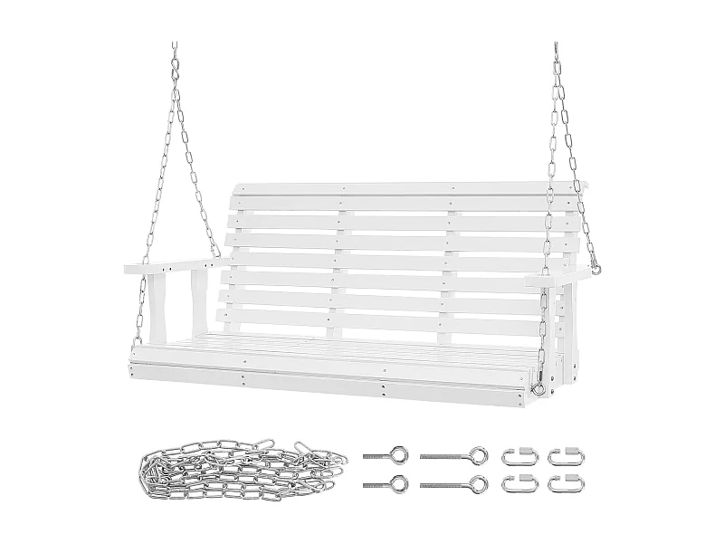 Houten Hangende Verandaschommel voor Tuinpatio SucceBuy 137,2 Cm, Wit