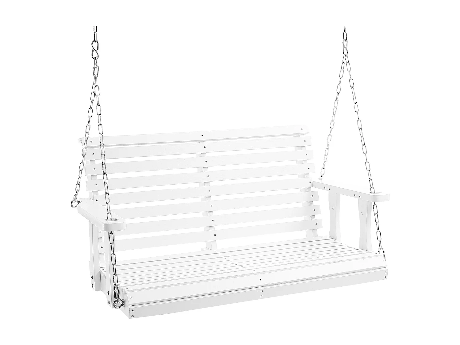 Balançoire de Porche en Bois SucceBuy de 122cm, Banc Robuste, Capacité de 399kg, Blanc