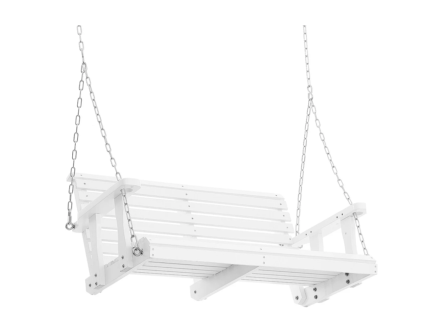 Balançoire de Porche en Bois SucceBuy de 122cm, Banc Robuste, Capacité de 399kg, Blanc