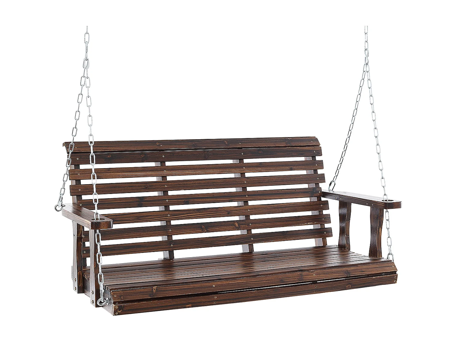 Balançoire de Porche en Bois de 137.2cm SucceBuy, Balançoire de Banc de Jardin, Capacité de Charge Améliorée de 399kg, Marron Carbonisé