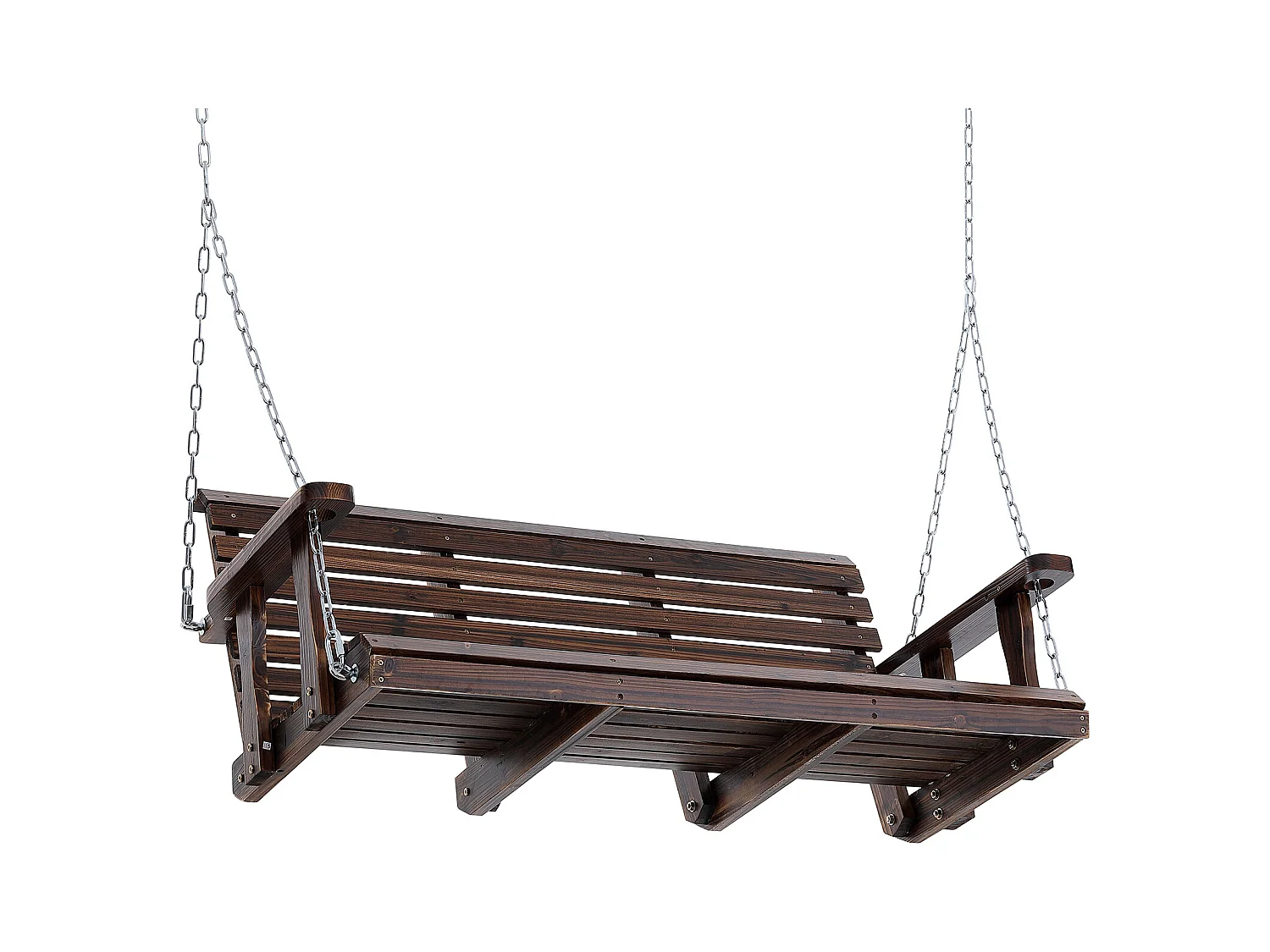 Holz-Schaukel für Veranda mit 137,2 cm SucceBuy, Gartenbank-Schaukel, Verbesserte Tragfähigkeit von 399kg, Verkohltes Braun