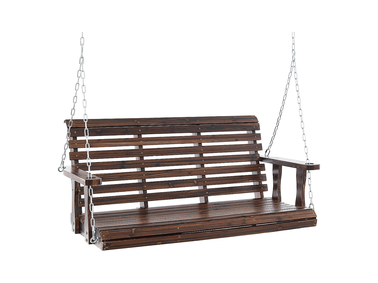 Holz-Schaukel für Veranda mit 137,2 cm SucceBuy, Gartenbank-Schaukel, Verbesserte Tragfähigkeit von 399kg, Verkohltes Braun