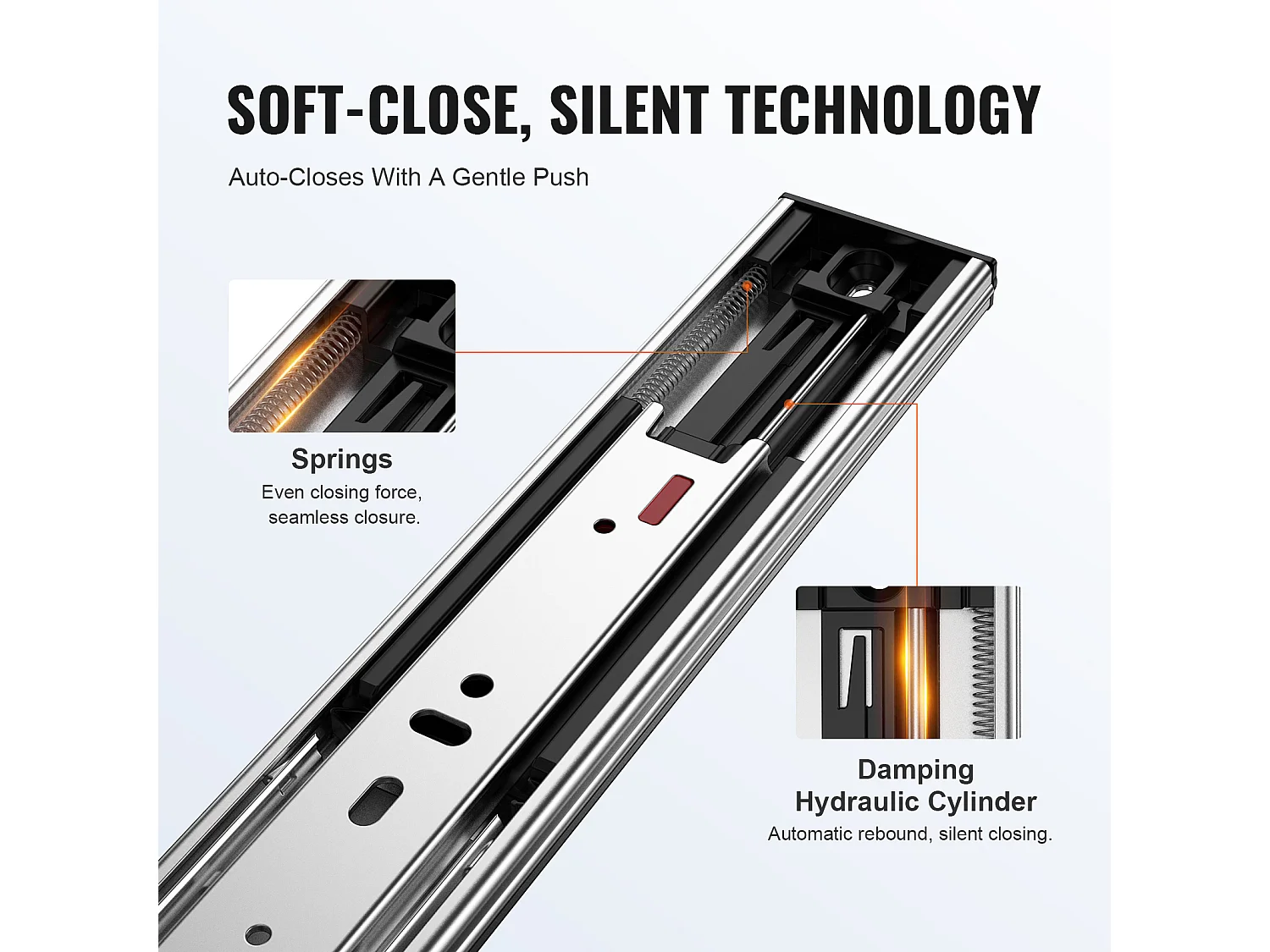 Guías de Cajón SucceBuy 406.4 mm 6 Pares con Rodamientos de Bolas, Extensión Completa de 45 kg