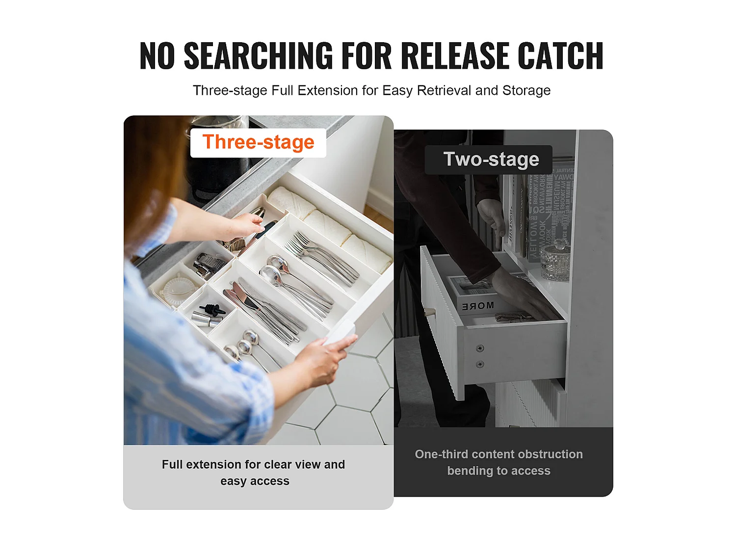 Guías de Cajón SucceBuy 406.4 mm 6 Pares con Rodamientos de Bolas, Extensión Completa de 45 kg