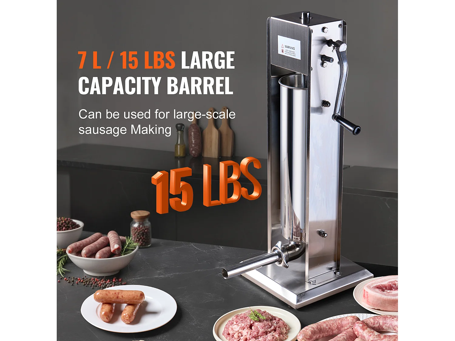 Machine à Saucisses, SucceBuy Poussoir à Saucisses Manuel 7L, Acier Inoxydable