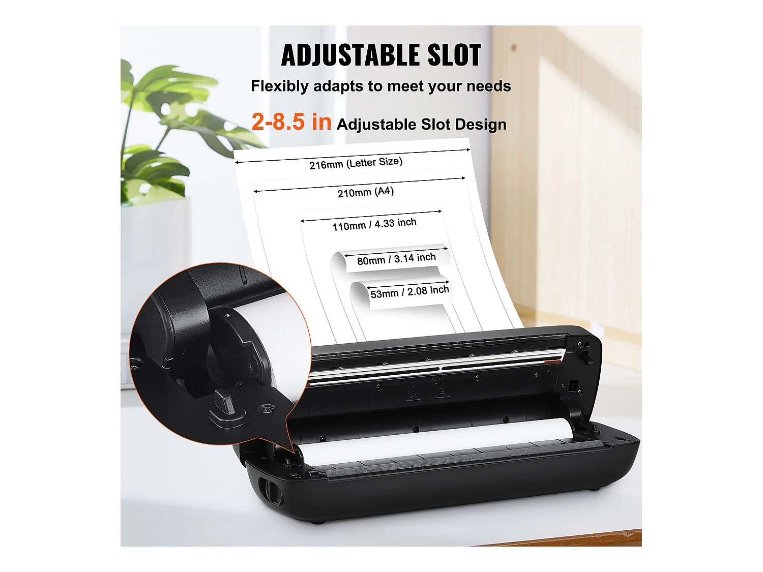 Impresora Térmica Inalámbrica SucceBuy, Impresora Bluetooth sin Tinta de 2600 mAh para la Oficina y los Viajes