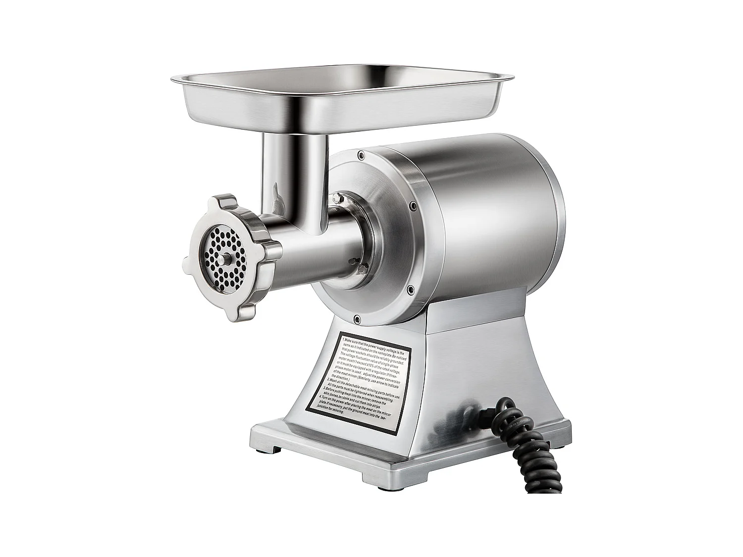 Hachoir à Viande SucceBuy Commercial 1100W, Acier Inoxydable, Capacité 204KG, Plaque de Lame de Coupe, Farceur de Saucisses