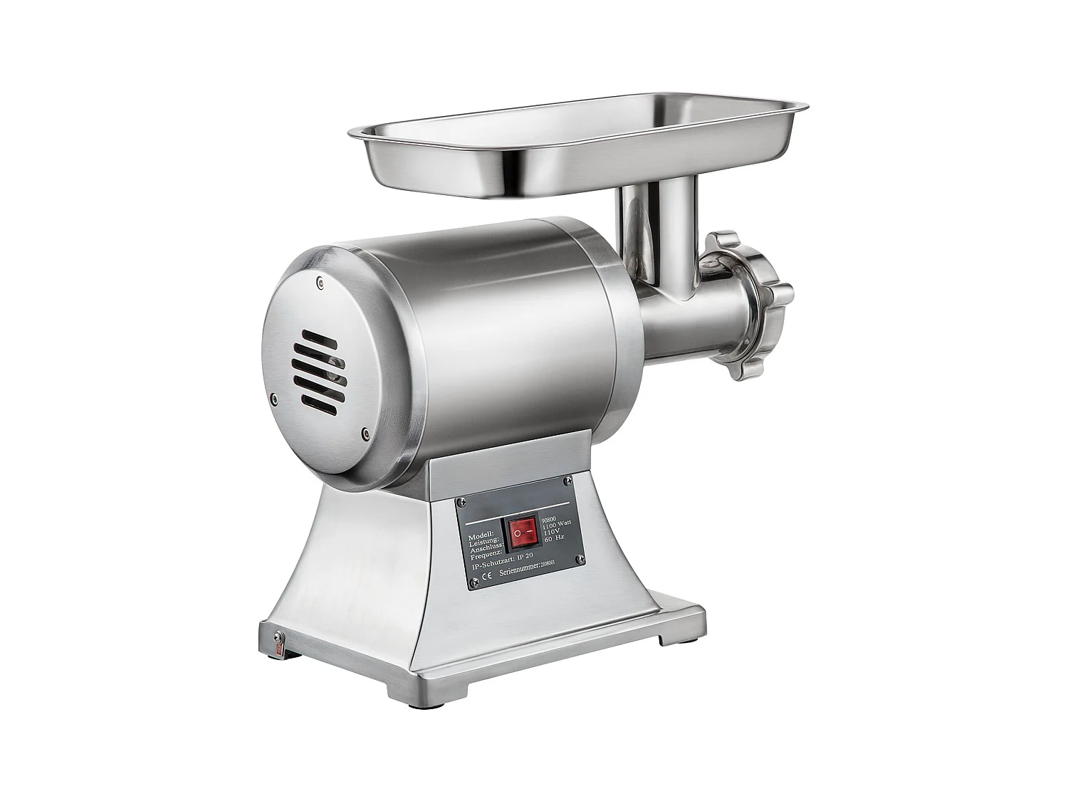 Hachoir à Viande SucceBuy Commercial 1100W, Acier Inoxydable, Capacité 204KG, Plaque de Lame de Coupe, Farceur de Saucisses