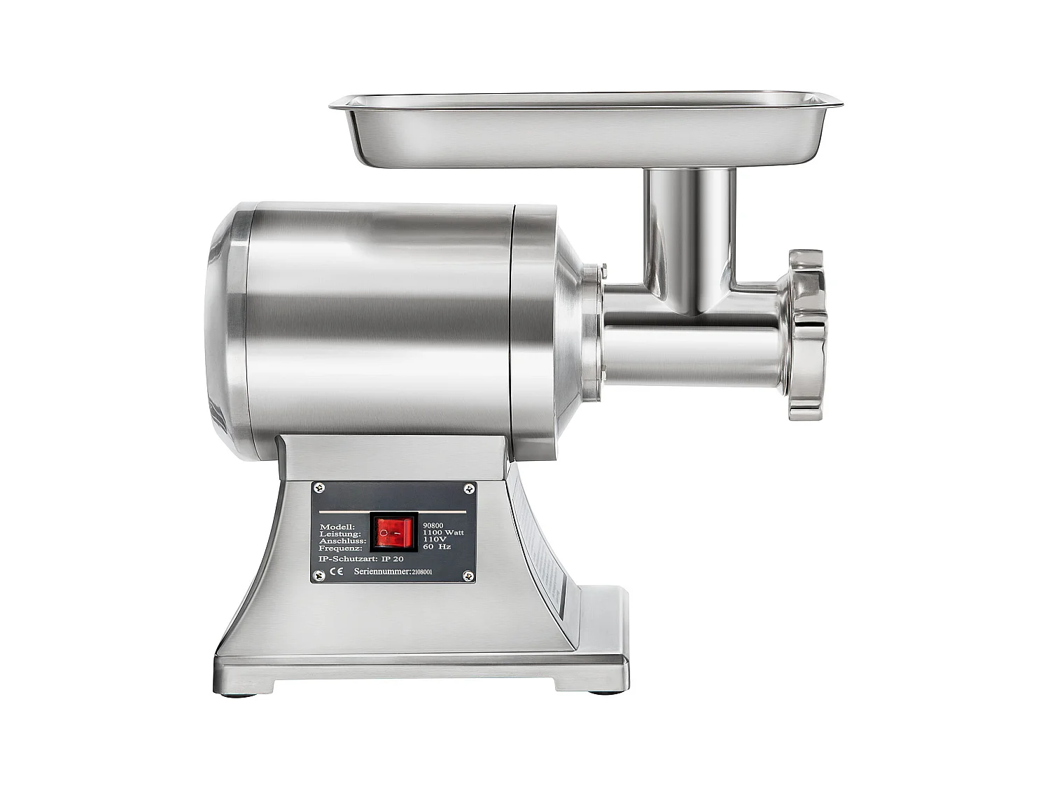 Hachoir à Viande SucceBuy Commercial 1100W, Acier Inoxydable, Capacité 204KG, Plaque de Lame de Coupe, Farceur de Saucisses