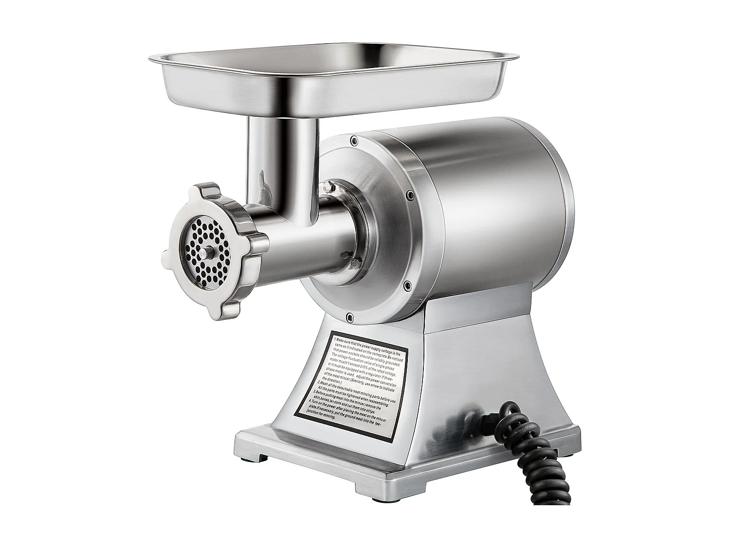 Hachoir à Viande SucceBuy Commercial 1100W, Acier Inoxydable, Capacité 204KG, Plaque de Lame de Coupe, Farceur de Saucisses