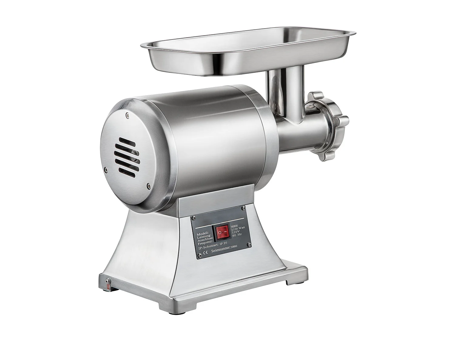 Hachoir à Viande SucceBuy Commercial 1100W, Acier Inoxydable, Capacité 204KG, Plaque de Lame de Coupe, Farceur de Saucisses