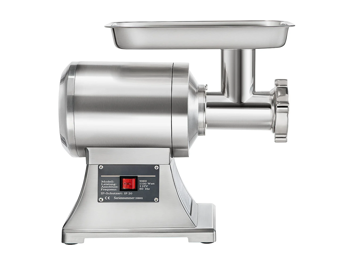 Hachoir à Viande SucceBuy Commercial 1100W, Acier Inoxydable, Capacité 204KG, Plaque de Lame de Coupe, Farceur de Saucisses