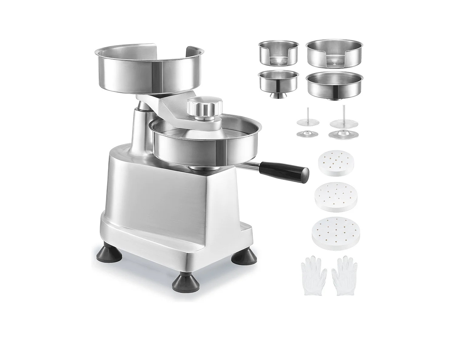 Hamburgerpers SucceBuy, Commerciële Machine voor Hamburgerfrikandellen, met 3 verwisselbare Matrices (10/13/15 cm)