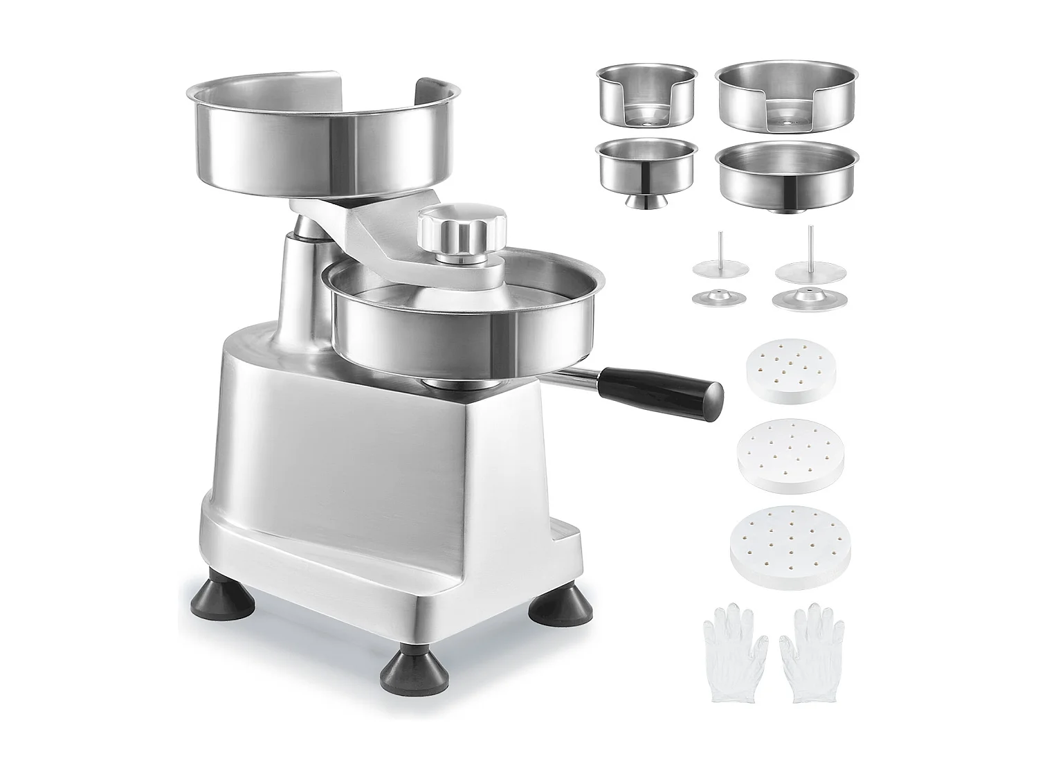 Presse à Hamburger SucceBuy, Machine à Galettes de Hamburger Commerciale, avec 3 Moules Interchangeables (10/13/15 cm)