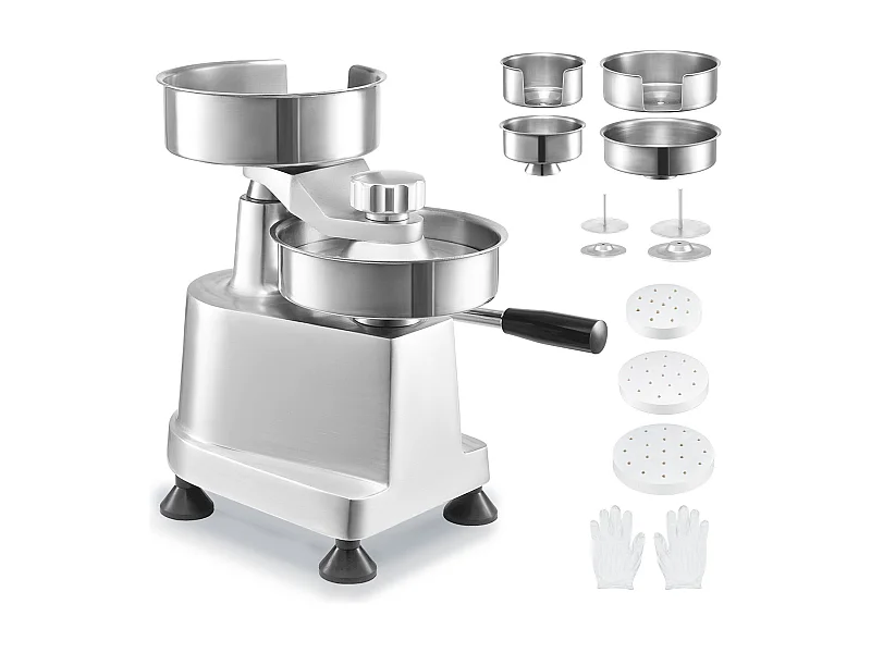 Pressa per Hamburger SucceBuy, Macchina per Gallette di Hamburger Commerciale, con 3 Stampi Intercambiabili (10/13/15 cm)