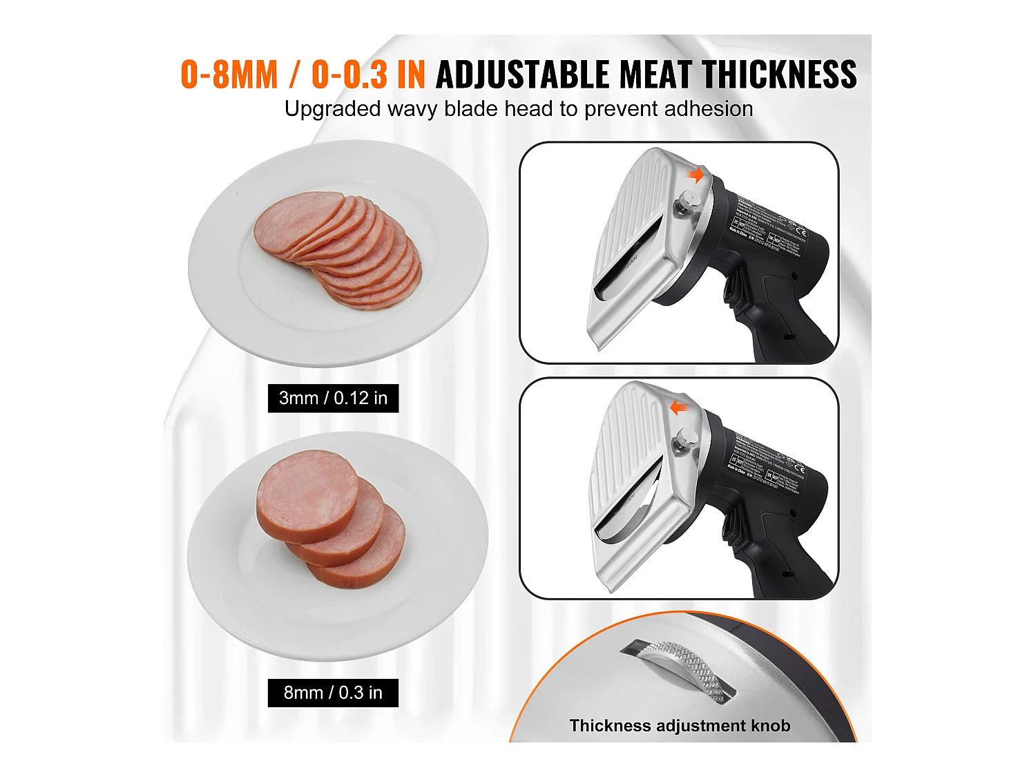 Elektrisches Shawarma-Messer SucceBuy, 80 W Kabelloser Akku, Professioneller Türkischer Gyro-Schneider, Edelstahl, 2 Klingen, für Kommerzielle Nutzung