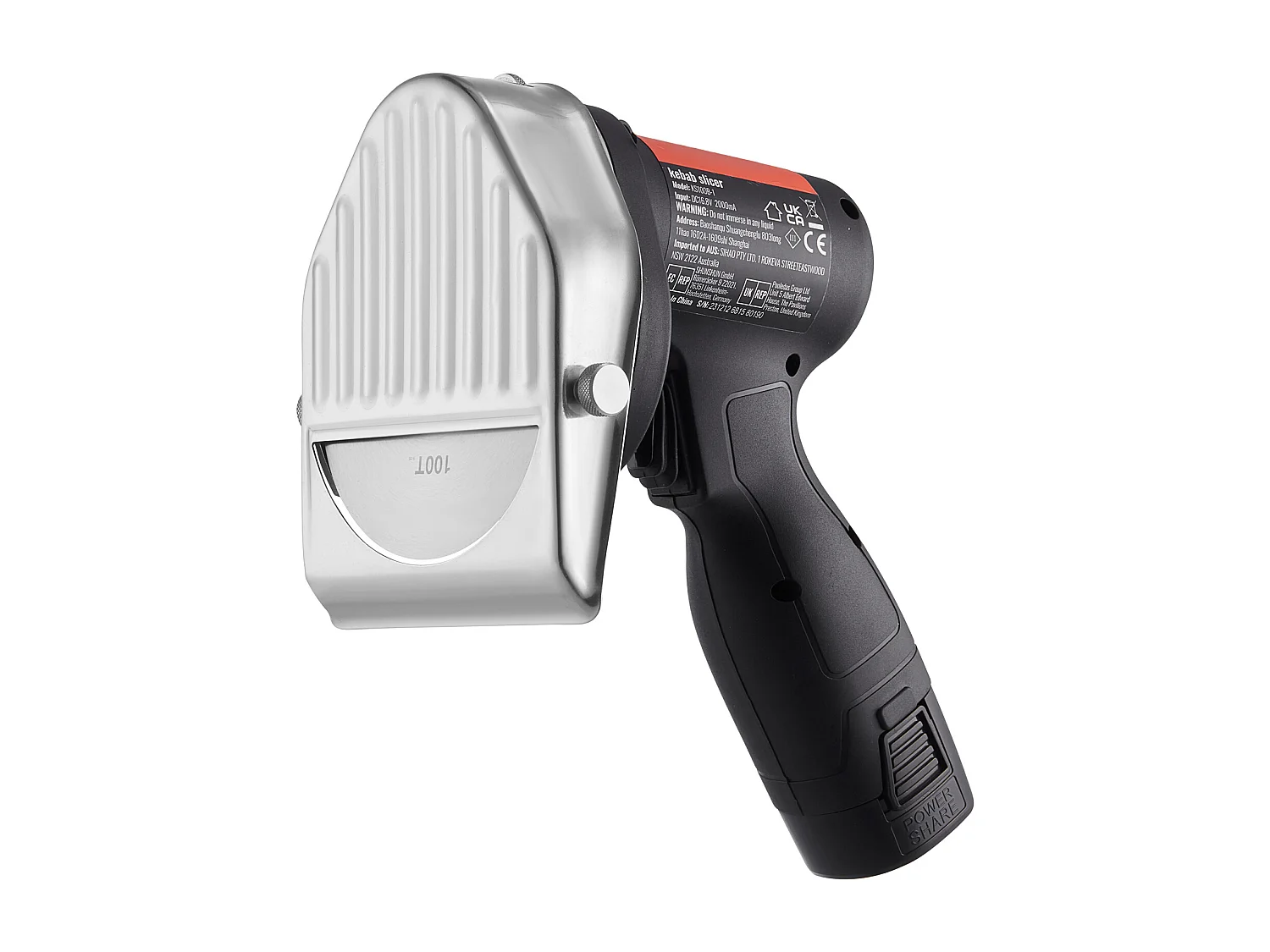 Couteau Shawarma Électrique SucceBuy, Batterie sans Fil 80 W, Coupe-gyroscope Turc Professionnel, Acier Inoxydable, 2 Lames, pour un Usage Commercial