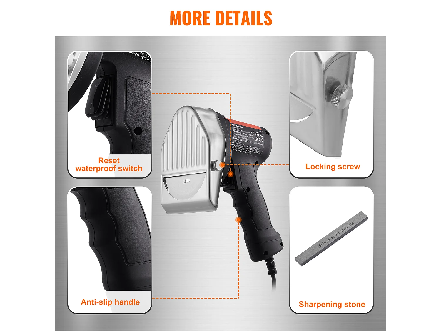 Coltello Shawarma Elettrico SucceBuy, Coltello da Kebab Turco Professionale 80 W, Taglia-Giroscopio Commerciale in Acciaio Inossidabile, 2 Lame