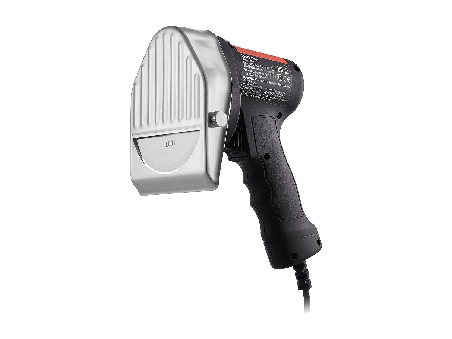 Coltello Shawarma Elettrico SucceBuy, Coltello da Kebab Turco Professionale 80 W, Taglia-Giroscopio Commerciale in Acciaio Inossidabile, 2 Lame